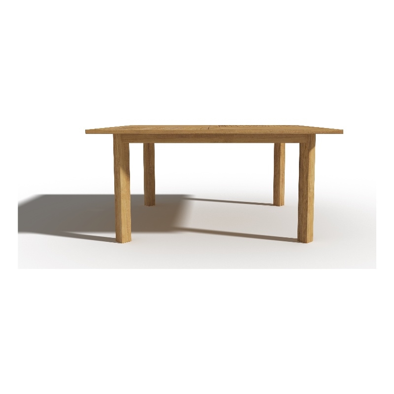 Curated Maison Theophile Teak Outdoor Dining Table with Umbrella Hole in Natural