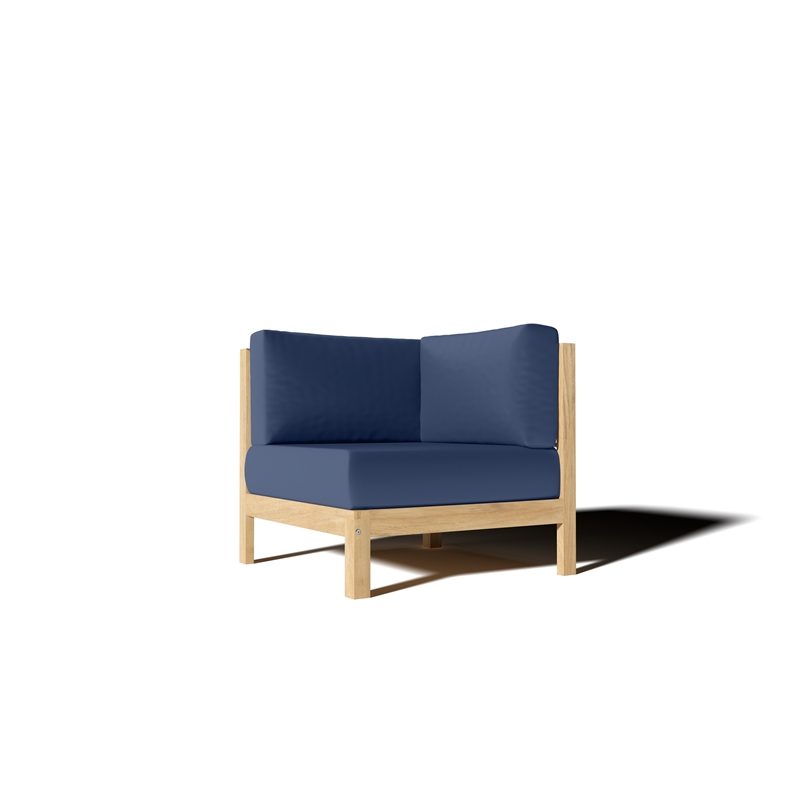 Curated Maison Leon Teak Outdoor Sectional Corner with Navy Cushion