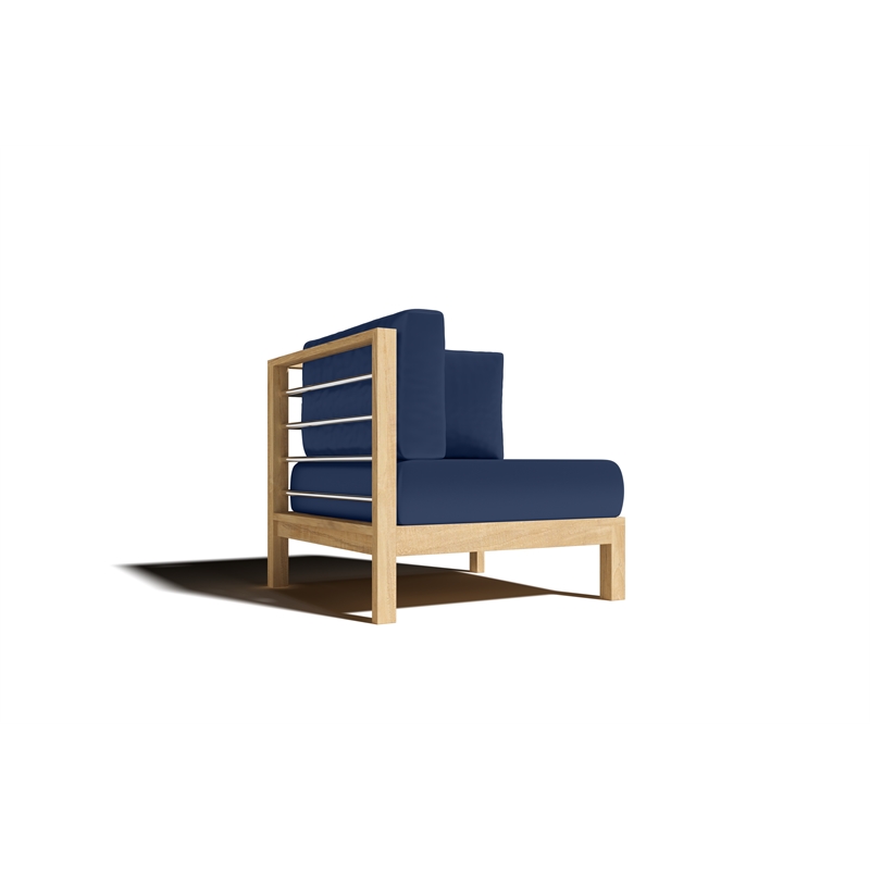 Curated Maison Leon Teak Outdoor Sectional Corner with Navy Cushion