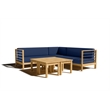 Curated Maison Leon Teak Outdoor Sectional Corner with Navy Cushion