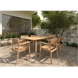 Curated Maison Riva Teak Outdoor Dining Stacking Armchair in Natural (Set of 4)
