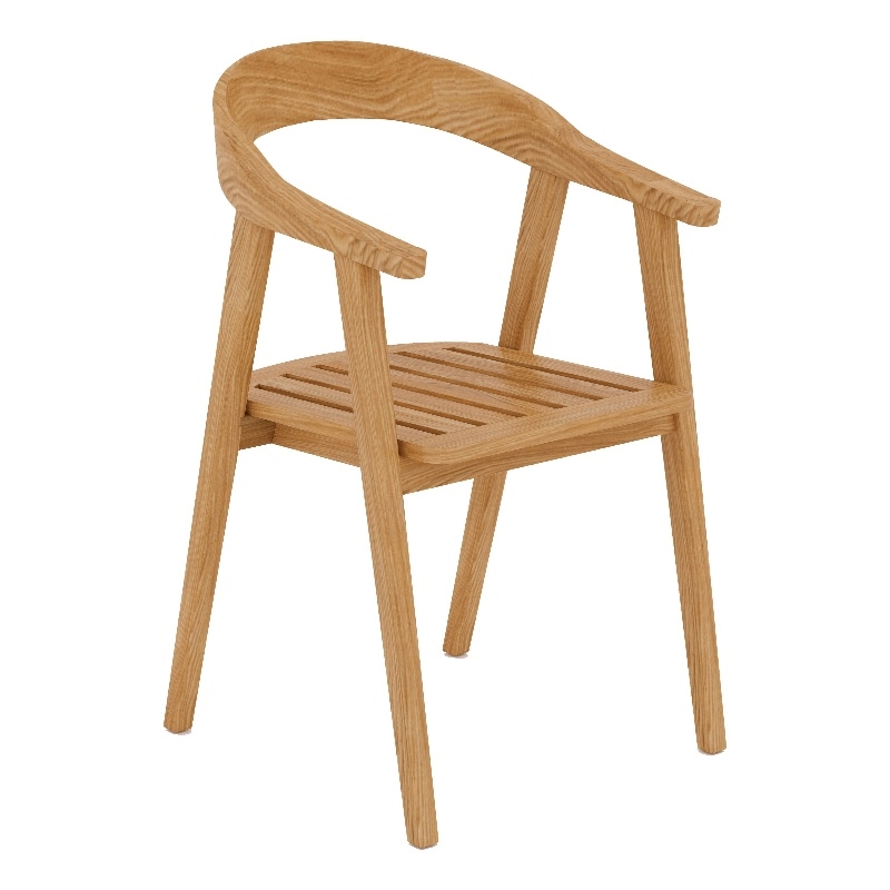 Curated Maison Lechair Teak Barrel Back Outdoor Dining Armchair in Natural