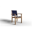 Curated Maison Perrin Stacking Teak Outdoor Dining Armchair in Blue (Set of 4)