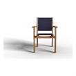 Curated Maison Perrin Stacking Teak Outdoor Dining Armchair in Blue (Set of 4)