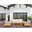 Curated Maison Lothair Teak Deep Seating Outdoor Sofa with Canvas Cushions Tan