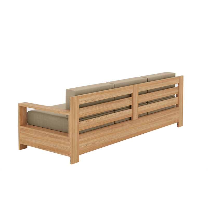 Curated Maison Lothair Teak Deep Seating Outdoor Sofa with Fawn Cushions