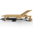 Curated Maison Edgard Reclining Teak Outdoor Sunlounger w/ Wheels and Cupholder