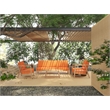 Curated Maison Daniele 4Pc Teak Outdoor Patio Deep Seating Set w/ Melon Cushions