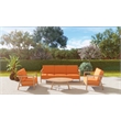 Curated Maison Daniele 4Pc Teak Outdoor Patio Deep Seating Set w/ Melon Cushions