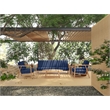 Curated Maison Daniele 4-Pc Teak Outdoor Patio Deep Seating Set w/ Navy Cushions