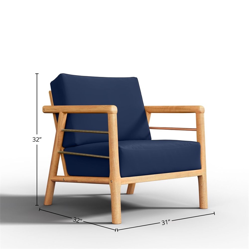 Curated Maison Daniele 4-Pc Teak Outdoor Patio Deep Seating Set w/ Navy Cushions