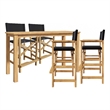 Curated Maison Directeur 5-Piece Counter Height Teak Outdoor Dining Set in Black