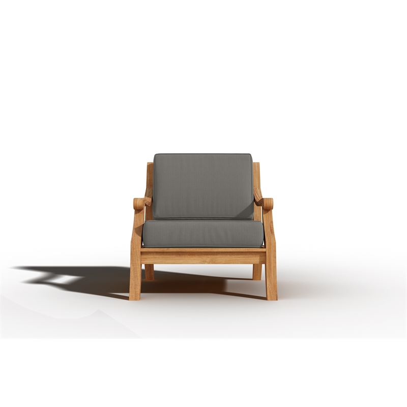 Curated Maison Adrien 4-Piece Teak Outdoor Patio Deep Seating Set with Charcoal