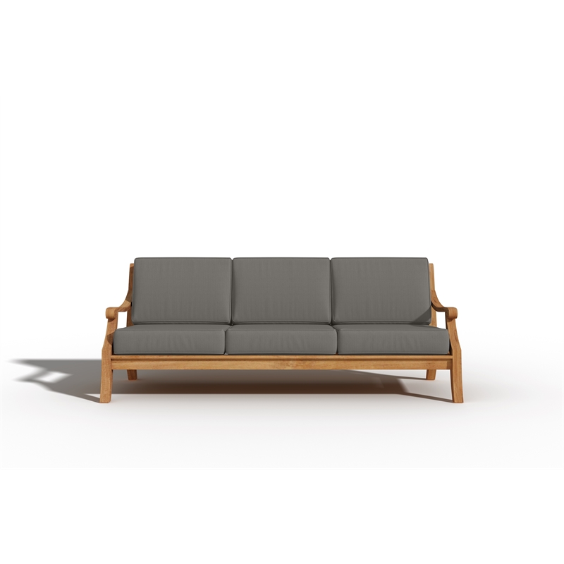 Curated Maison Adrien 4-Piece Teak Outdoor Patio Deep Seating Set with Charcoal