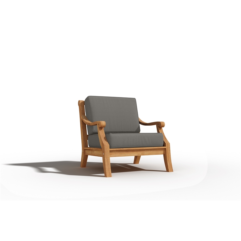 Curated Maison Adrien 4-Piece Teak Outdoor Patio Deep Seating Set with Charcoal