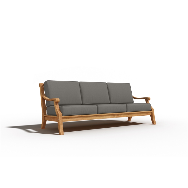 Curated Maison Adrien 4-Piece Teak Outdoor Patio Deep Seating Set with Charcoal