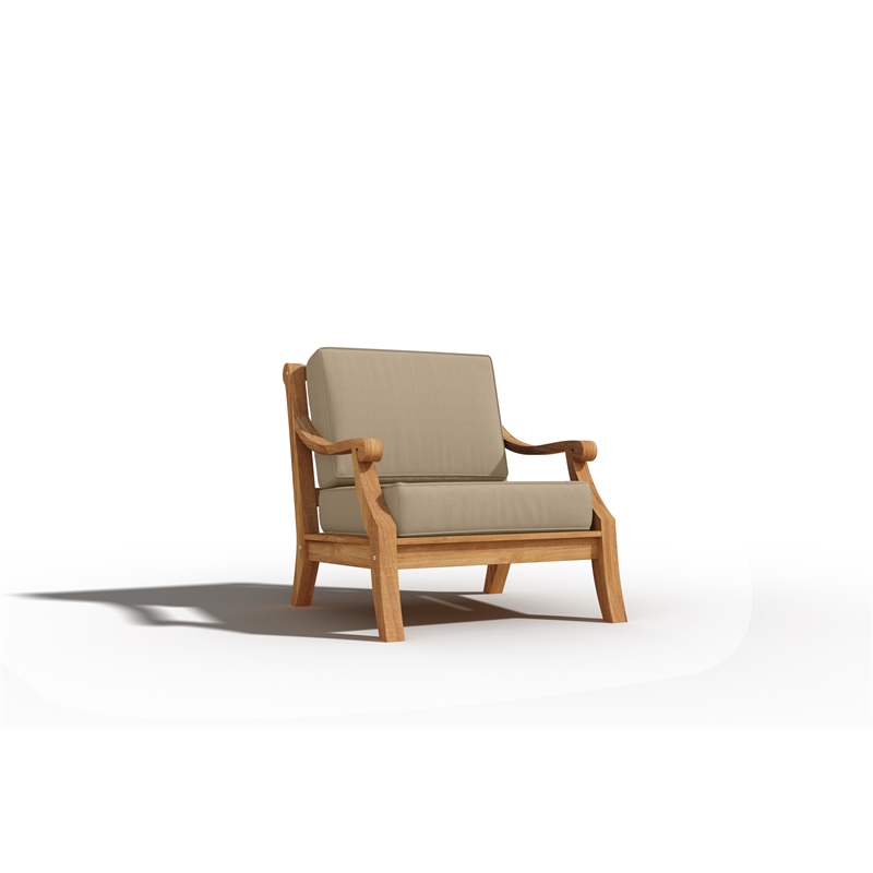 Curated Maison Adrien 4-Piece Teak Outdoor Patio Deep Seating Set with Fawn