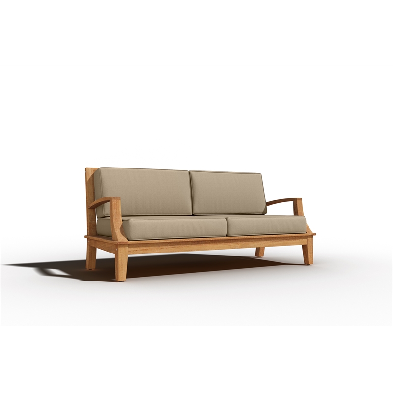 Curated Maison Eliane 4Pc Teak Outdoor Patio Deep Seating Set with Fawn