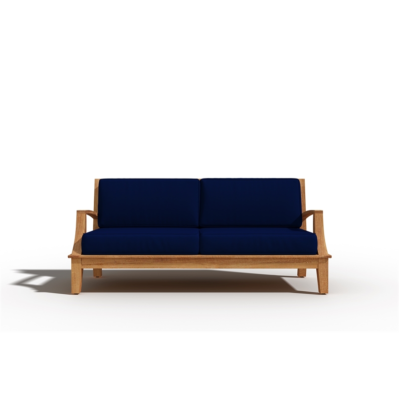 Curated Maison Eliane 4Pc Teak Outdoor Patio Deep Seating Set with Navy