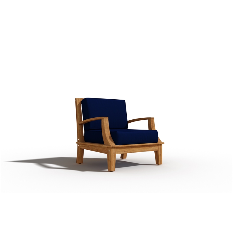 Curated Maison Eliane 4Pc Teak Outdoor Patio Deep Seating Set with Navy