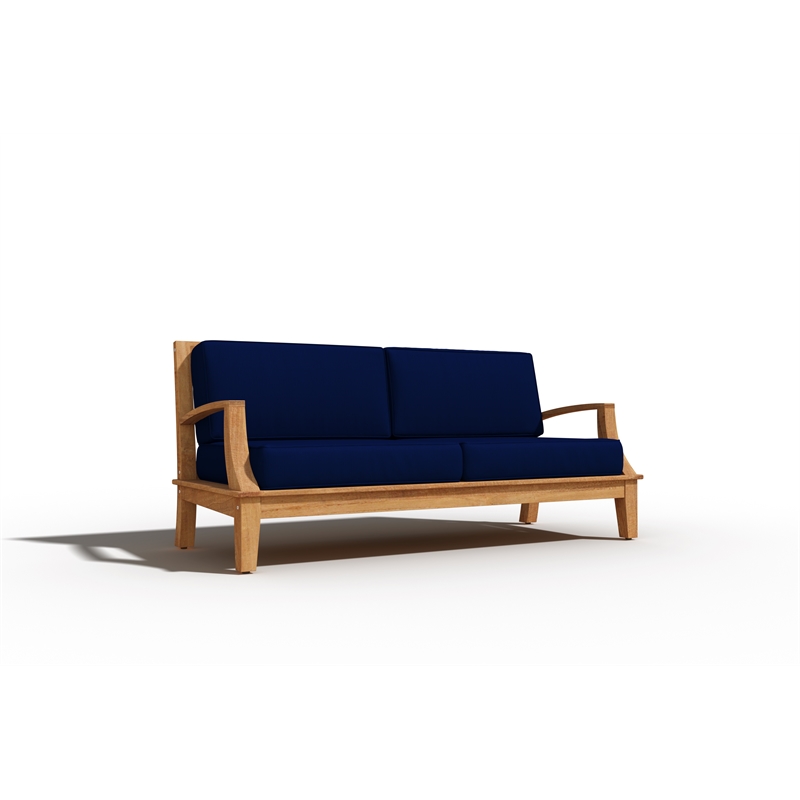 Curated Maison Eliane 4Pc Teak Outdoor Patio Deep Seating Set with Navy