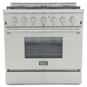 Kucht Professional 36&quot Dual Fuel Propane Gas Range with Knobs in Silver