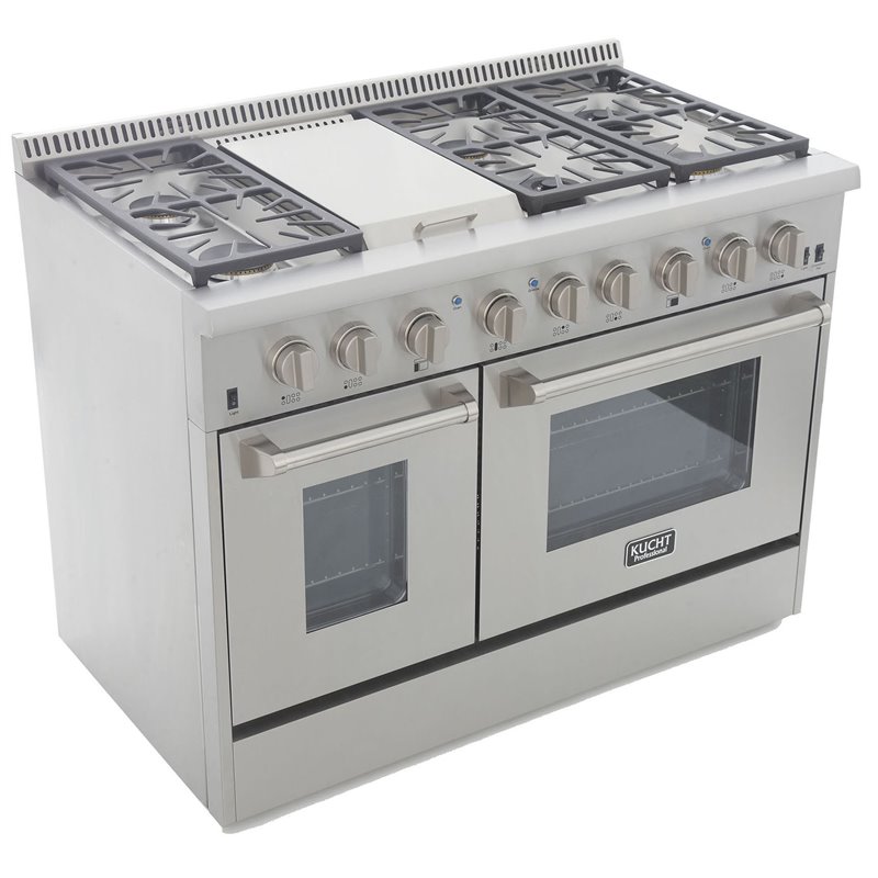 Kucht Professional Stainless Steel Dual Fuel Natural Gas Range in Silver