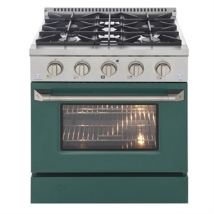 Kucht Professional 30&quot Modern Stainless Steel Natural Gas Range in Green/Silver