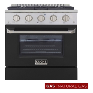 Kucht Professional 30&quot Stainless Steel Natural Gas Range in Black and Silver