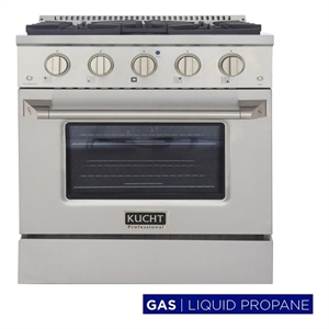 Kucht Professional 30&quot Stainless Steel Propane Gas Range with Knobs in Silver