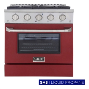 Kucht Professional 30&quot Modern Stainless Steel Propane Gas Range in Red/Silver
