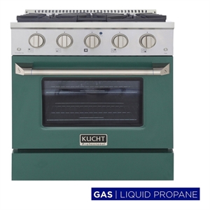 Kucht Professional 30&quot Modern Stainless Steel Propane Gas Range in Green/Silver