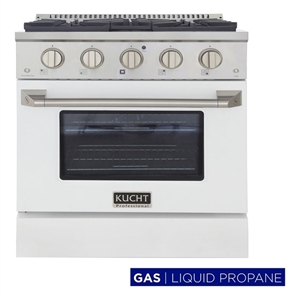 Kucht Professional 30&quot Modern Stainless Steel Propane Gas Range in White/Silver