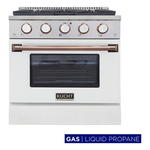 Kucht Professional 30&quot Stainless Steel Propane Gas Range in Silver/White