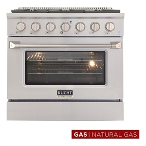 Kucht Professional 36&quot Stainless Steel Natural Gas Range with Burners in Silver