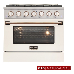 Kucht Professional 36&quot Stainless Steel Natural Gas Range in Silver/White/Gold