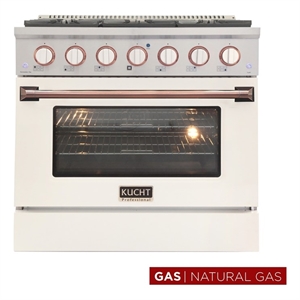 Kucht Professional 36&quot Stainless Steel Natural Gas Range in Silver/White