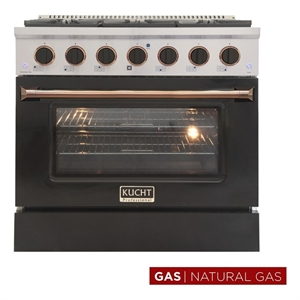 Kucht Professional 36&quot Stainless Steel Natural Gas Range in Silver/Black/Gold