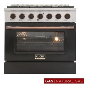 Kucht Professional 36&quot Stainless Steel Natural Gas Range in Silver/Rose Gold