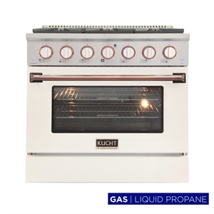 Kucht Professional 36&quot Stainless Steel Propane Gas Range in Silver/White