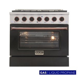 Kucht Professional 36&quot Stainless Steel Propane Gas Range in Silver/Rose Gold