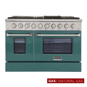 Kucht Professional 48&quot Stainless Steel Natural Gas Range in Silver/Green