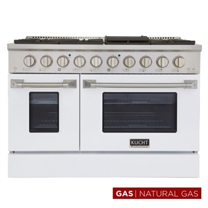 Kucht Professional 48&quot Stainless Steel Natural Gas Range in Silver/White