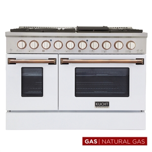 Kucht Professional 48&quot Stainless Steel Natural Gas Range in Silver/Gold/White
