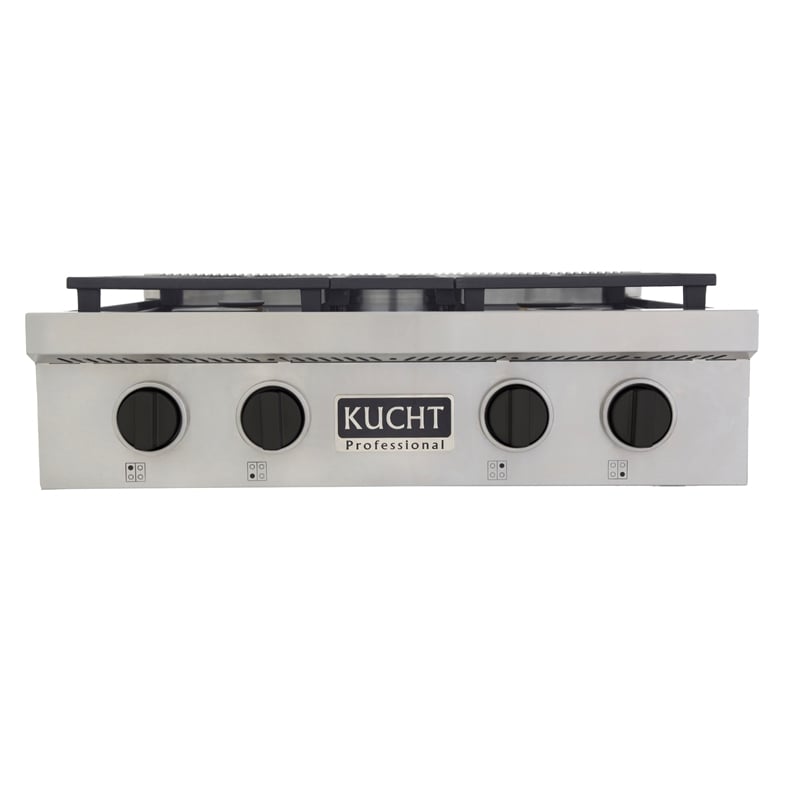 30 in. Propane Gas Range Top in Stainless Steel with Tuxedo Black Knobs