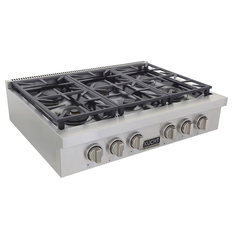 36 in. Natural Gas Range Top in Stainless Steel with Classic Silver Knobs