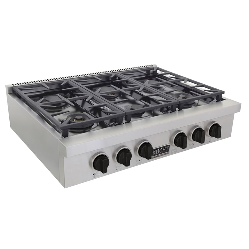 36 in. Natural Gas Range in Stainless Steel with Tuxedo Black Knobs
