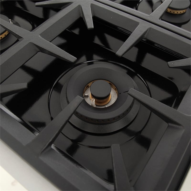 36 in. Propane Gas Range Top in Stainless Steel with Tuxedo Black Knobs