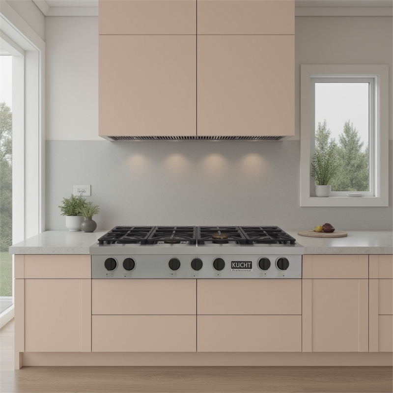 48 in. Natural Gas Range Top in Stainless Steel with Tuxedo Black Knobs