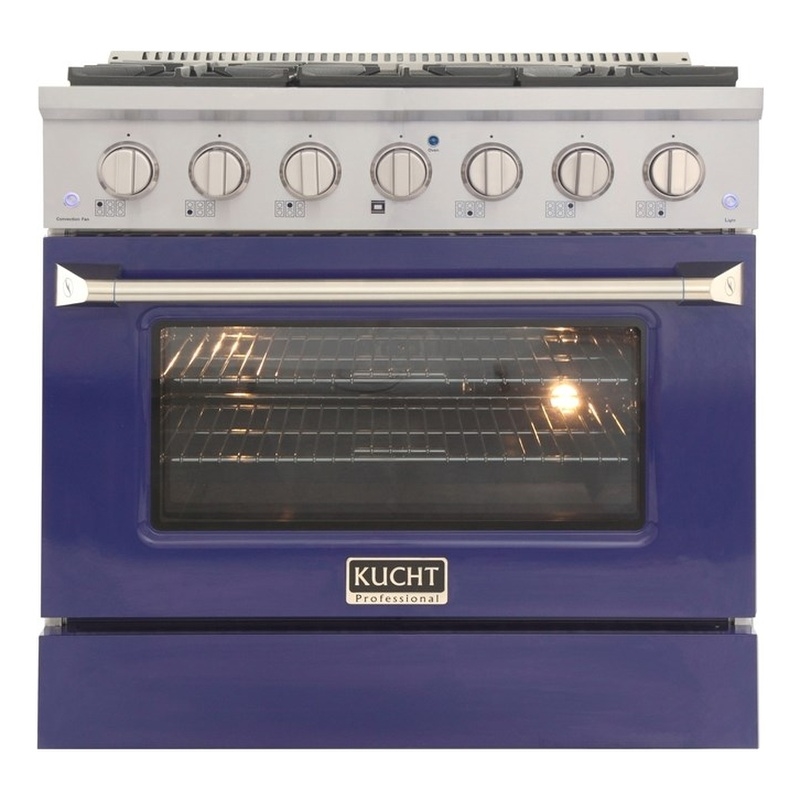 36 in. 5.2 cu. ft Dual Fuel Range for Natural Gas Sealed Burners in Blue.